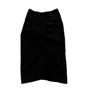 Massimo Dutti Black Rouched Front Pencil Skirt Size 4 NWT
